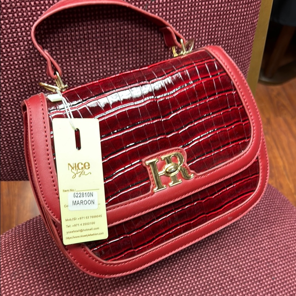 Red Croc-Embossed Women's Bag